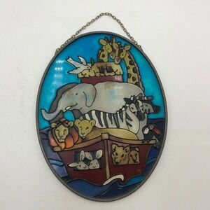 Joan Baker Handpainted Noah's Ark Suncatcher Oval